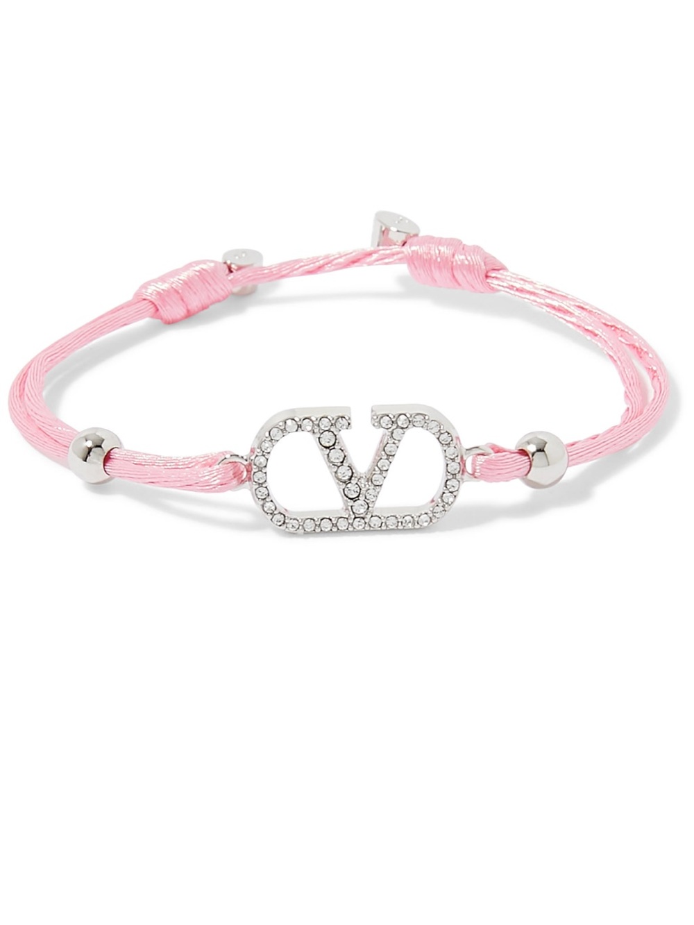 💘 VALENTINO GARAVANI made in italy Pink Crystal Logo Cord Bracelet